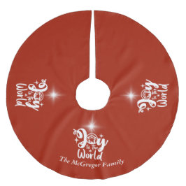 Weihnachts-Krippenfreude in der Welt Rot und Weiß Polyester Weihnachtsbaumdecke