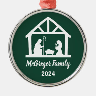 Weihnachts-Krippenmeister Familienname & Jahr Ornament Aus Metall