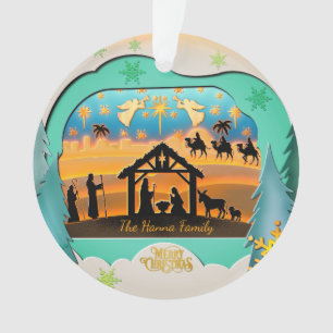 Weihnachts-Krippenszene 3D   Religiöser Feiertag  Ornament