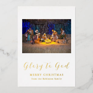 Weihnachts-Krippenszene Ehre sei Gott in Gold Folieneinladung