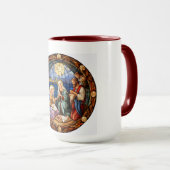 Weihnachts-Krippenszene-Illustration Tasse (VorderseiteRechts)