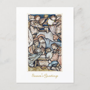Weihnachts-Krippenszene im Vintage-Stil Postkarte