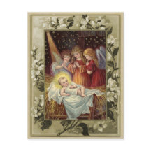 Weihnachts-Krippenszene Vintage-Reproduktion Postk