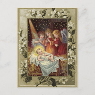 Weihnachts-Krippenszene Vintage-Reproduktion Postkarte