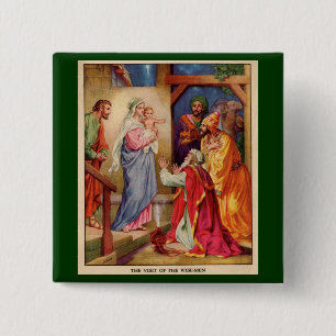 Weihnachts-Krippenszene Weise Männer Button