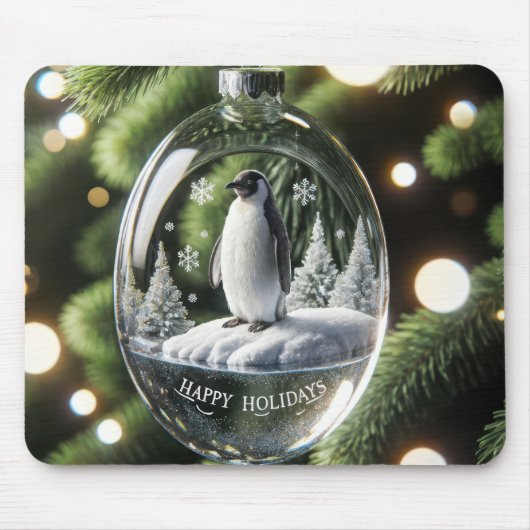 Weihnachts-Kristalldekoration mit Pinguin Mousepad (Vorne)