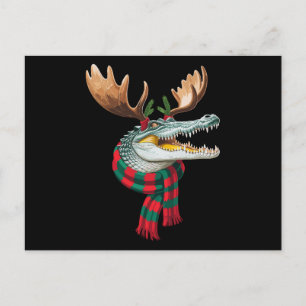 Weihnachts Krokodil Rentier Geweih Schal Feiertag Feiertagspostkarte