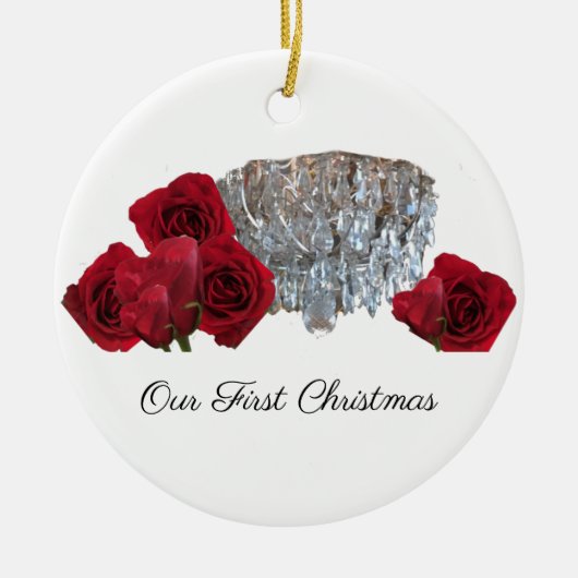 Weihnachts-Kronleuchter-Rose Keramik Ornament (Vorne)