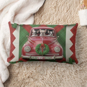 Weihnachts-Kunst: Red Vintage Car mit Französisch Lendenkissen