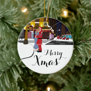 Weihnachts-Kuss am Broadway Weihnachten Ornam Keramik Ornament