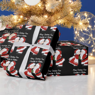 Weihnachts-Kuss Santa Claus Paar individuell anpas Geschenkpapier