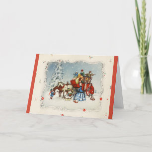 Weihnachts-Kutsche im Vintage-Stil Feiertagskarte