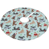 Weihnachts Labradoodle Blue Polyester Weihnachtsbaumdecke (Schrägansicht)
