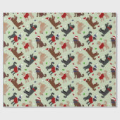 Weihnachts Labradoodle Green Geschenkpapier (Flach)