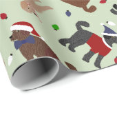 Weihnachts Labradoodle Green Geschenkpapier (Rolleneckpunkt)