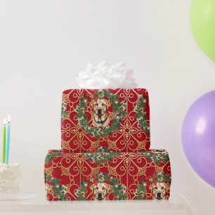 Weihnachts-Labrador auf Red Snowflake Hintergrund Geschenkpapier