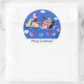 Weihnachts-Labrador-Delivery-Malerei Runder Aufkleber (Tasche)