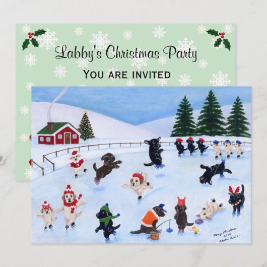 Weihnachts-Labrador-Fun-Malerei Einladung (Vorne/Hinten)
