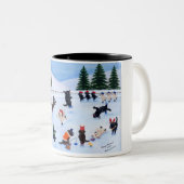 Weihnachts-Labrador-Fun-Malerei Zweifarbige Tasse (VorderseiteRechts)