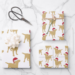 Weihnachts-Labrador-Gelber Hund in Weihnachtsmannm Geschenkpapier Set