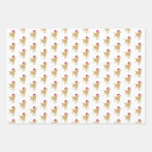 Weihnachts-Labrador-Gelber Hund in Weihnachtsmannm Geschenkpapier Set (Vorderseite)