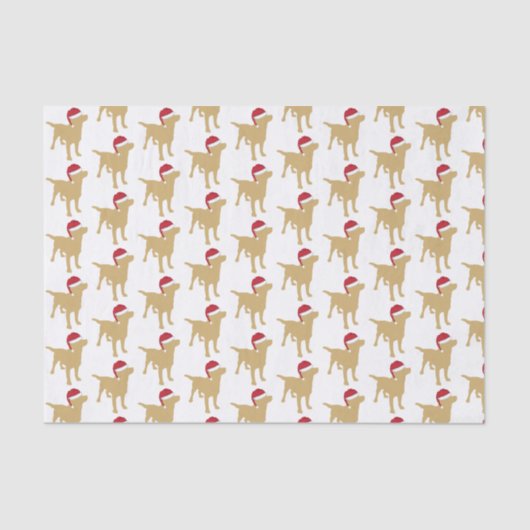 Weihnachts-Labrador-Gelber Hund in Weihnachtsmannm Seidenpapier (Vorderseite)