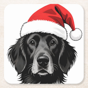 Weihnachts-Labrador-Hund mit Santa-Hut Rechteckiger Pappuntersetzer
