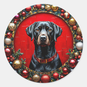 Weihnachts-Labrador-Hund Runder Aufkleber