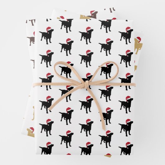 Weihnachts-Labrador-Hunde in Weihnachtsmannmütze Geschenkpapier Set (Beispiel)