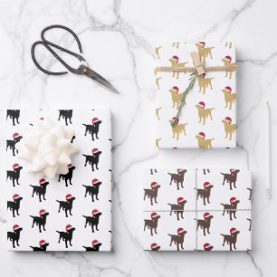 Weihnachts-Labrador-Hunde in Weihnachtsmannmütze Geschenkpapier Set