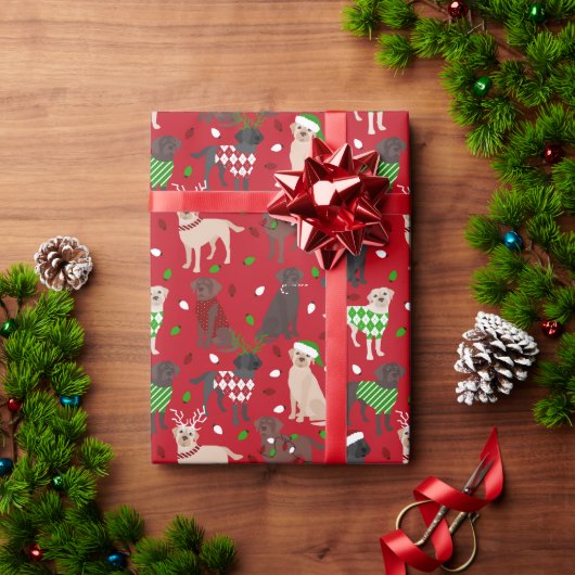 Weihnachts Labrador Retriever Geschenkpapier (Feiertagsgeschenk)