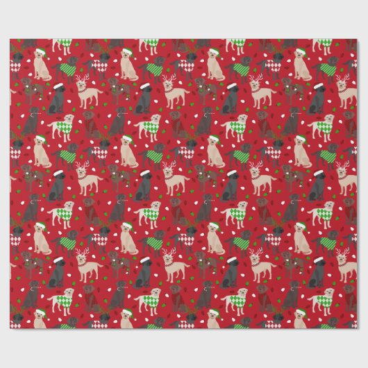 Weihnachts Labrador Retriever Geschenkpapier (Flach)