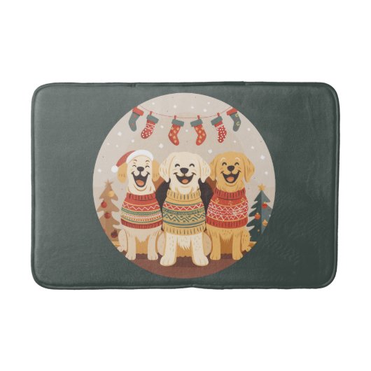 Weihnachts-Labrador Retriever Hunde Badematte (Vorderseite)