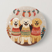 Weihnachts-Labrador Retriever Hunde Button (Vorderseite)