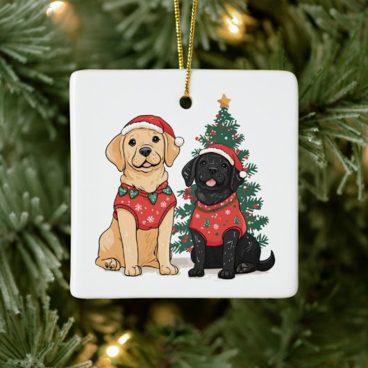 Weihnachts-Labrador Retriever Hunde Keramikornament (Baum)