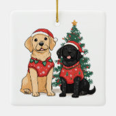 Weihnachts-Labrador Retriever Hunde Keramikornament (Rückseite)