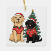 Weihnachts-Labrador Retriever Hunde Keramikornament (Vorderseite)