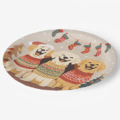 Weihnachts-Labrador Retriever Hunde Pappteller (Schrägansicht)