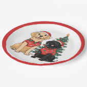 Weihnachts-Labrador Retriever Hunde Pappteller (Schrägansicht)