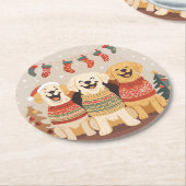 Weihnachts-Labrador Retriever Hunde Runder Pappuntersetzer (Angewinkelt)