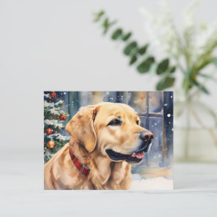 Weihnachts-Labrador Retriever in Schnee Aquarell Postkarte