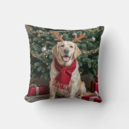 Weihnachts-Labrador Retriever mit Antlern Kissen