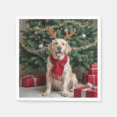 Weihnachts-Labrador Retriever mit Antlern Serviette (Vorderseite)