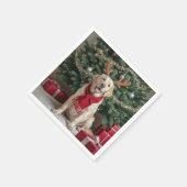 Weihnachts-Labrador Retriever mit Antlern Serviette (Ecke)
