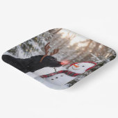 Weihnachts-Labrador Retriever mit Schneemann Pappteller (Gewinkelt)