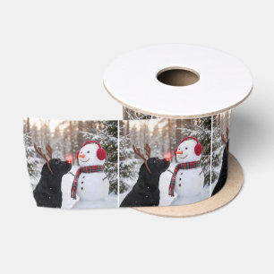 Weihnachts-Labrador Retriever mit Schneemann Satinband