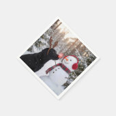 Weihnachts-Labrador Retriever mit Schneemann Serviette (Ecke)
