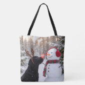 Weihnachts-Labrador Retriever mit Schneemann Tasche (Rückseite)