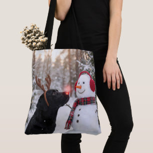 Weihnachts-Labrador Retriever mit Schneemann Tasche