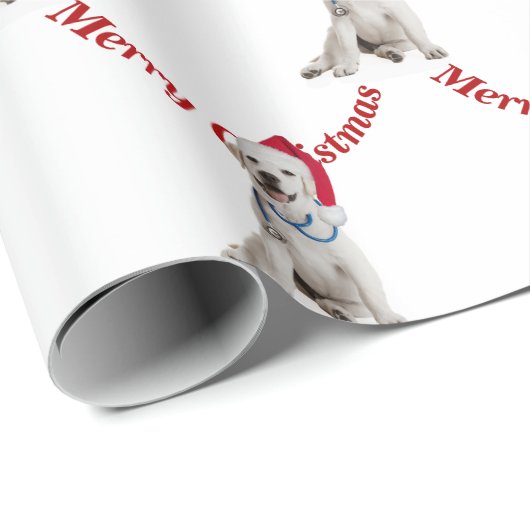 Weihnachts-Labrador Retriever mit Stethoskop Geschenkpapier (Rolleneckpunkt)